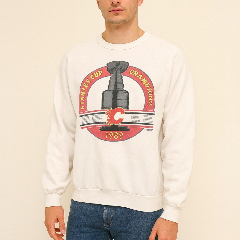 Vintage 1989 Calgary Flames Stanley Cup Champions Crewneck Sweatshirt